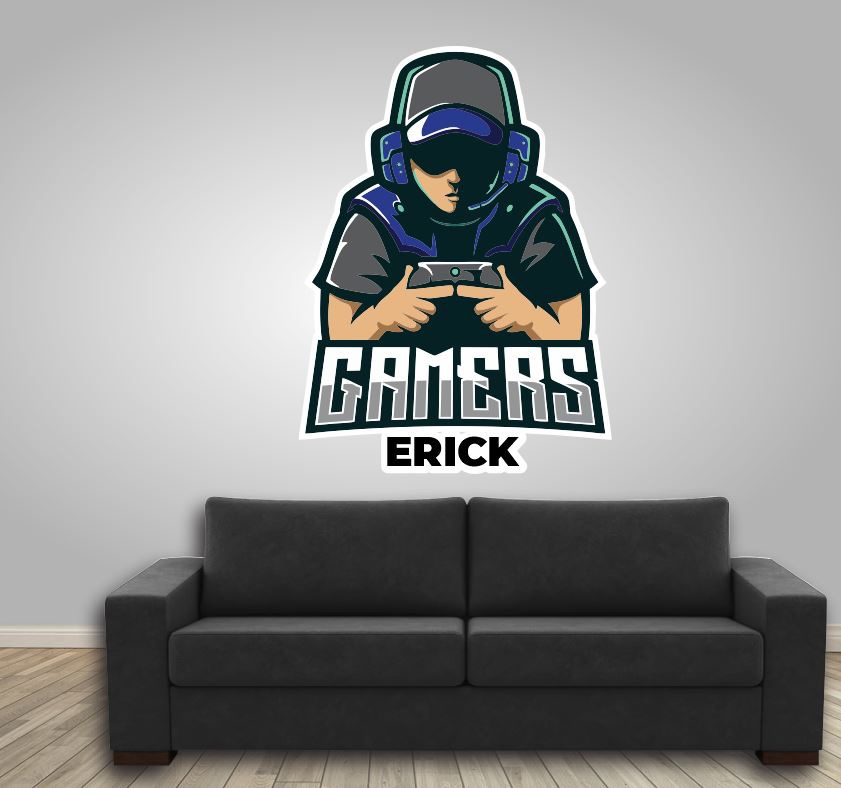Adesivo parede Gamer personalizado com nome | KREATIVEADESIVOS