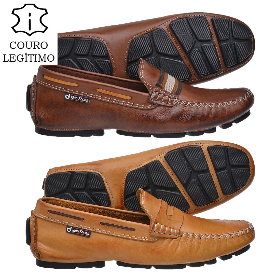 Kit 2 Pares Drive Mocassim Masculino Em Couro Legítimo Copia | IDEN SHOES