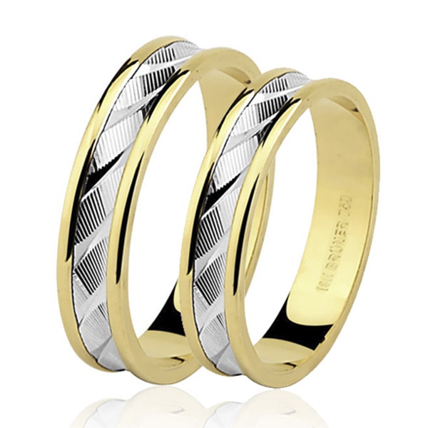Par De Aliancas Trabalhada Em Ouro 18k Bicolor Bruner 75 0132 4 000 Micheletti Joias