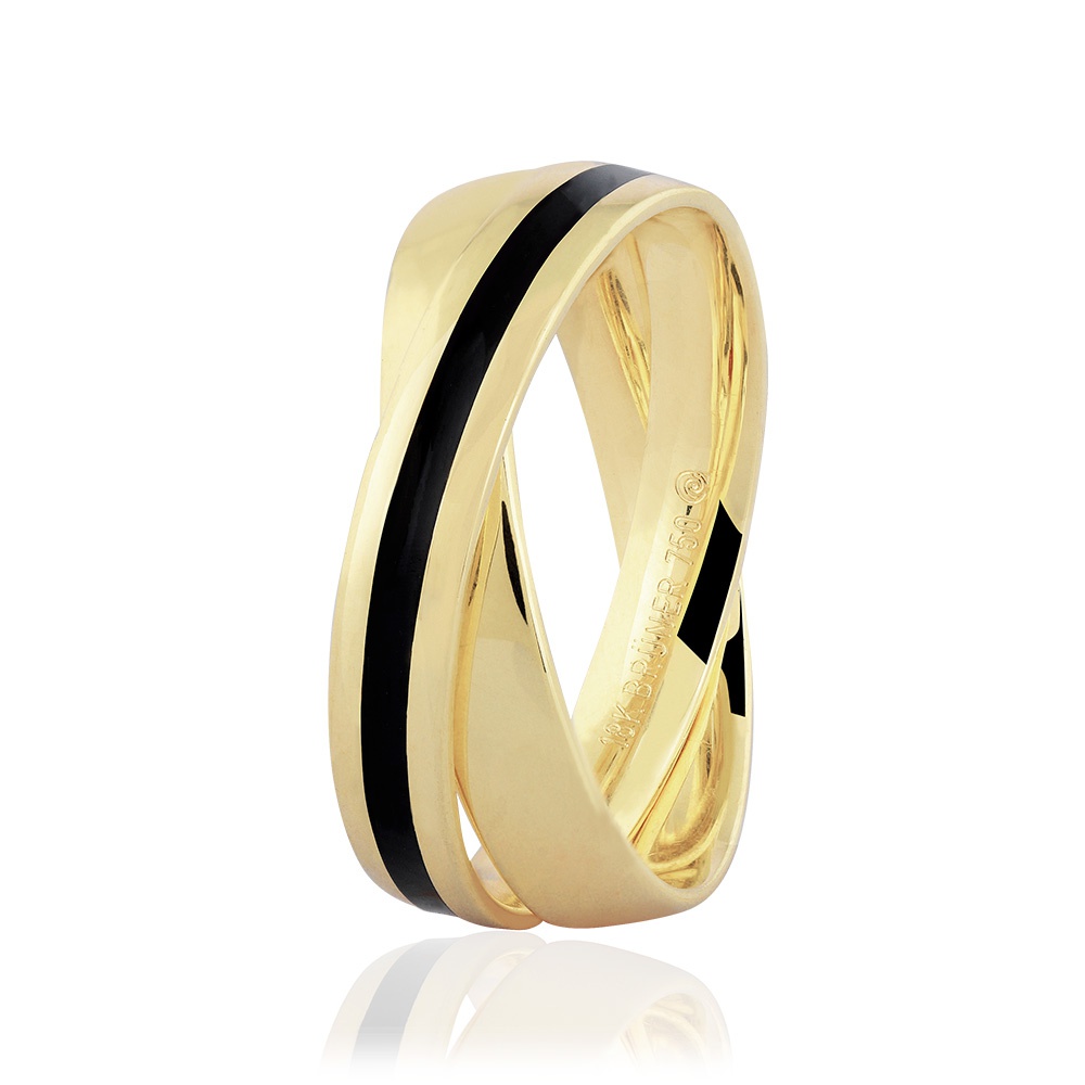 Alianças Dupla de Ouro 18K com Pigmento