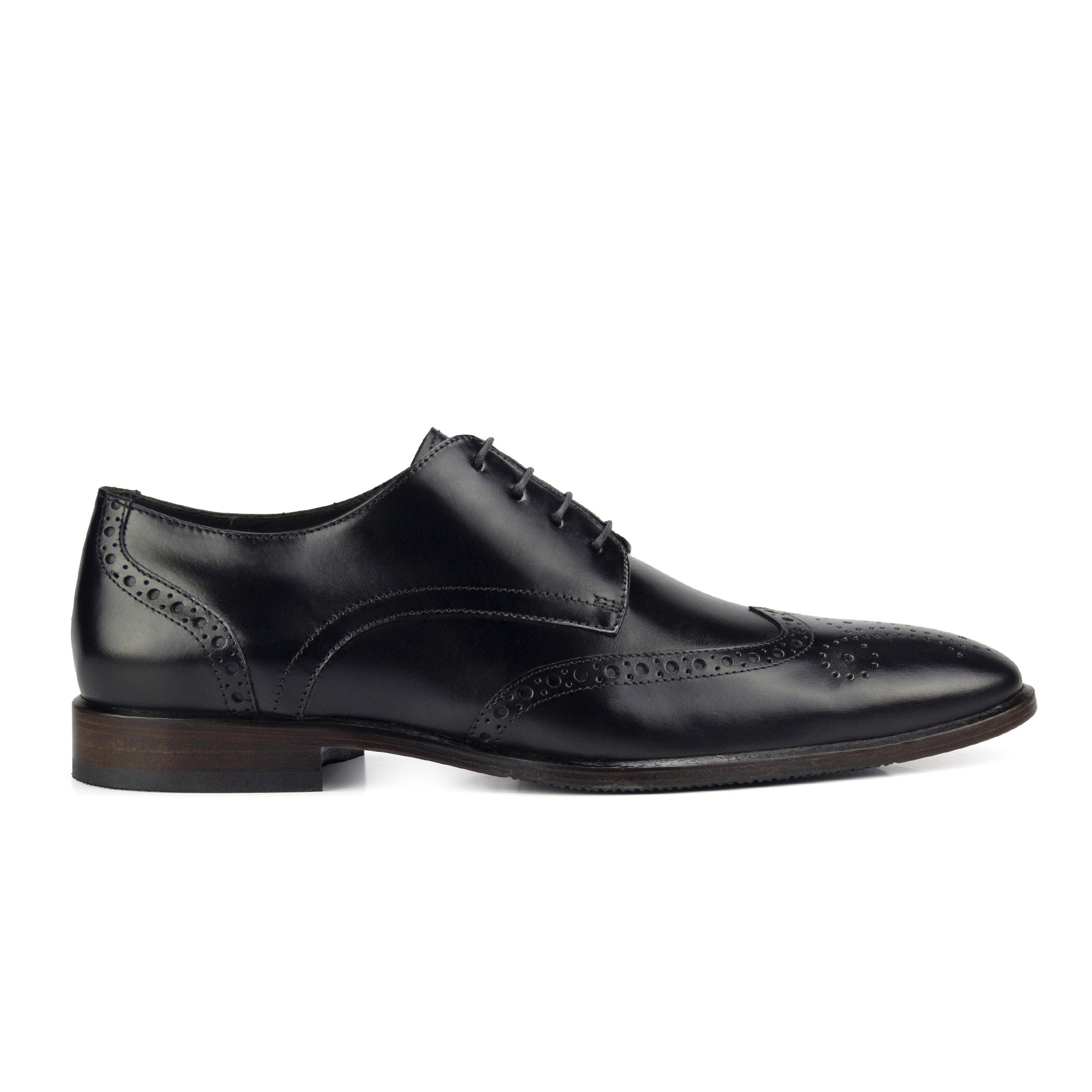 Sapato Derby Semi Brogue Masculino Preto Cabral | Monbran Dressy