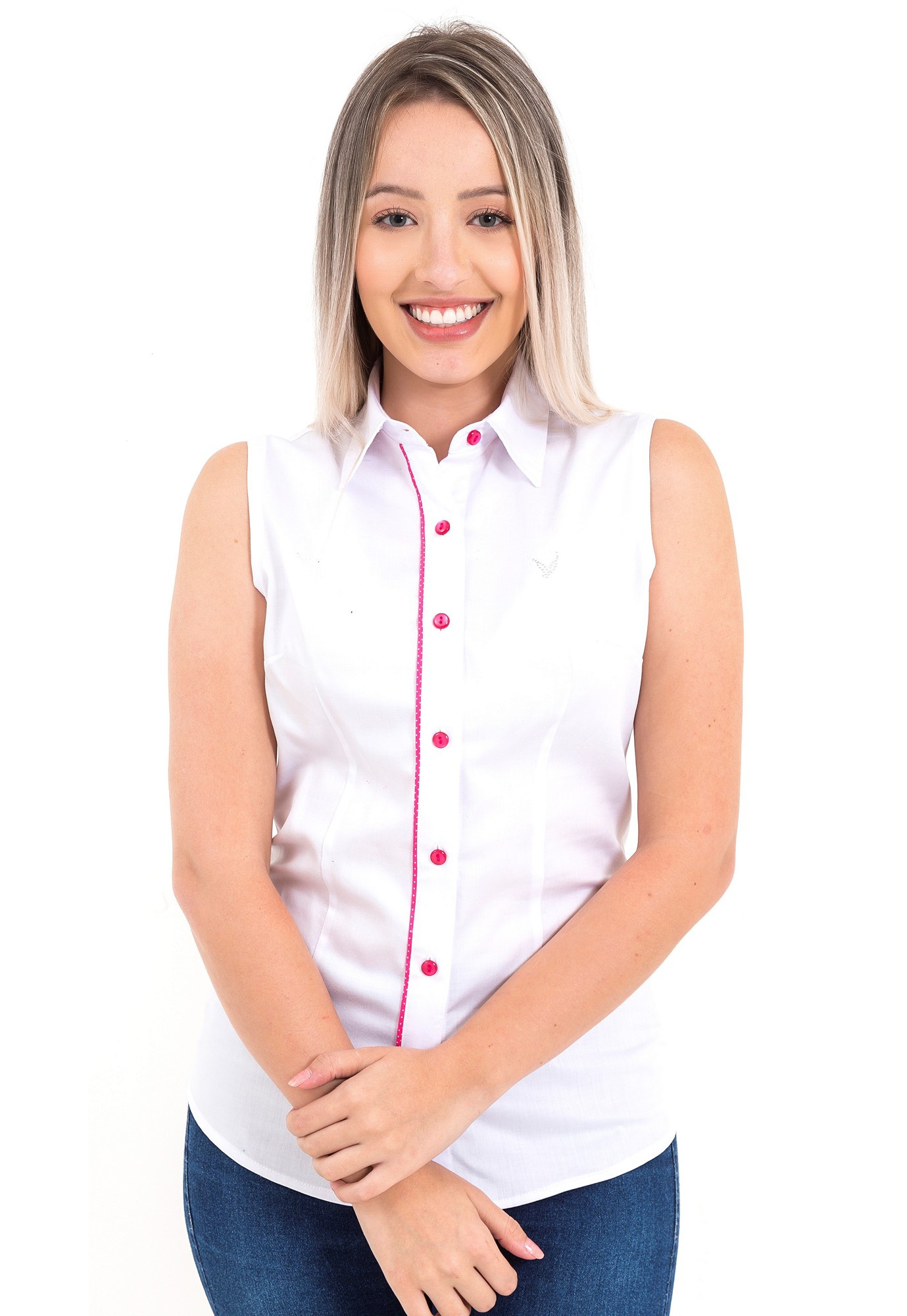 blusa branca sem manga