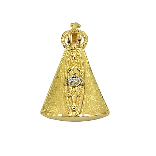 Pingente Nossa Senhora Aparecida De Ouro Com Brilhante Rdj Joias