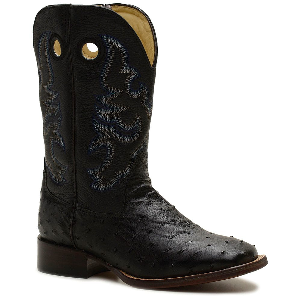 Bota Texana Exótica Masculina Couro Avestruz Preto E Floater Preto Silverado Botas Silverado 4350