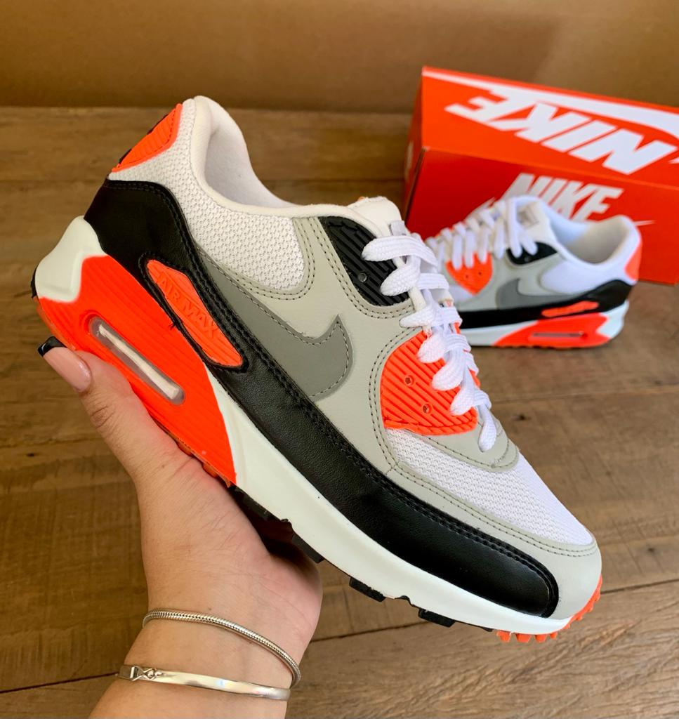 TENIS NK AIR MAX CINZA E LARANJA NEON BEM VINDOS