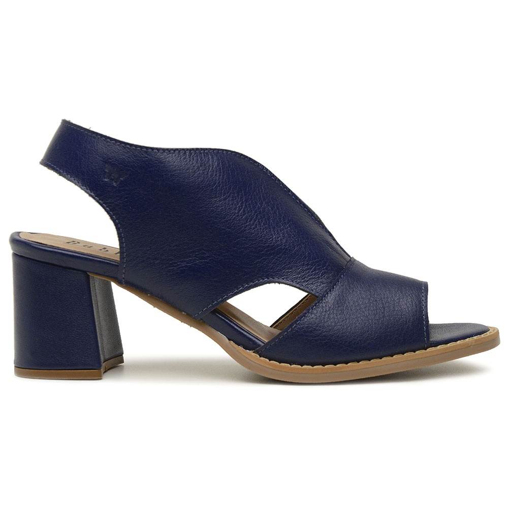 sandalia salto grosso azul marinho