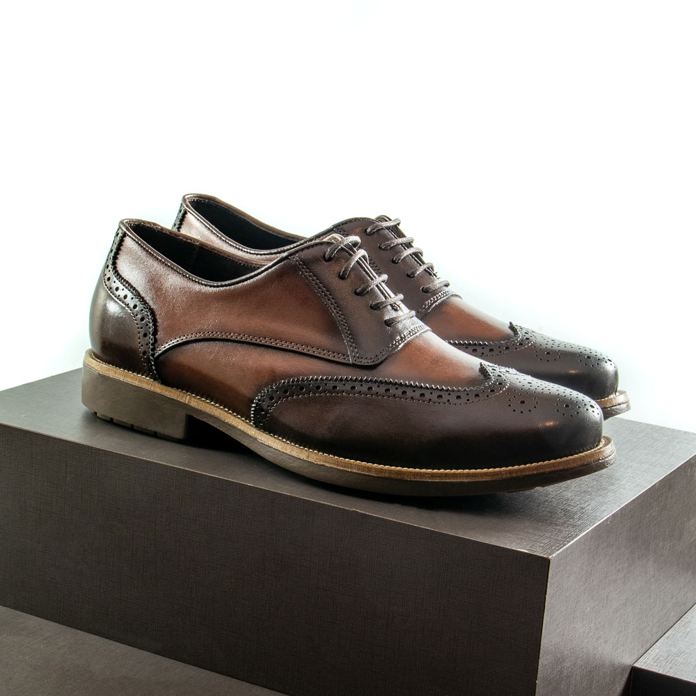 Sapato Casual Masculino Oxford Brogue Mood Transit CaféWhisky Faway Handmade Shoes
