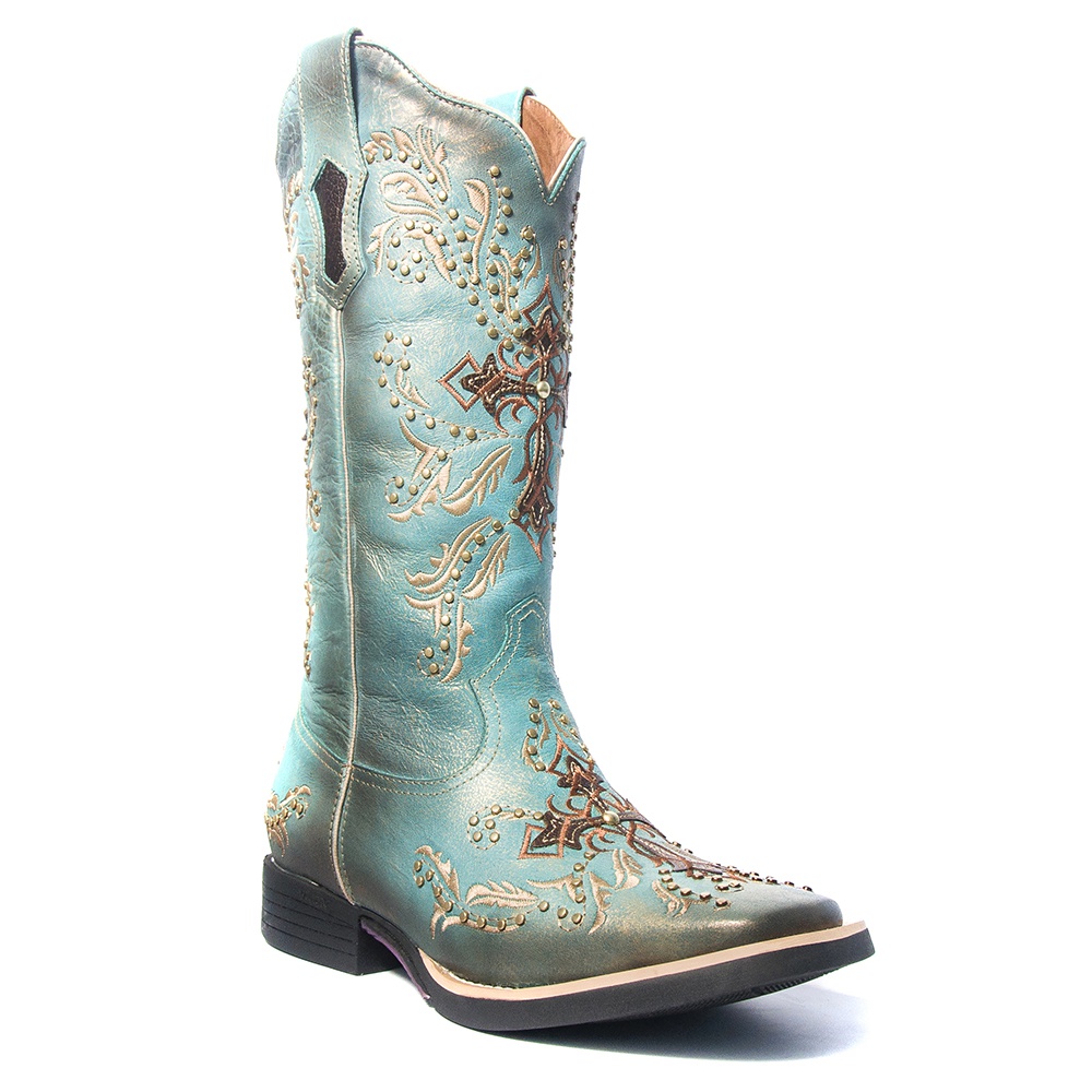 bota texana feminina azul