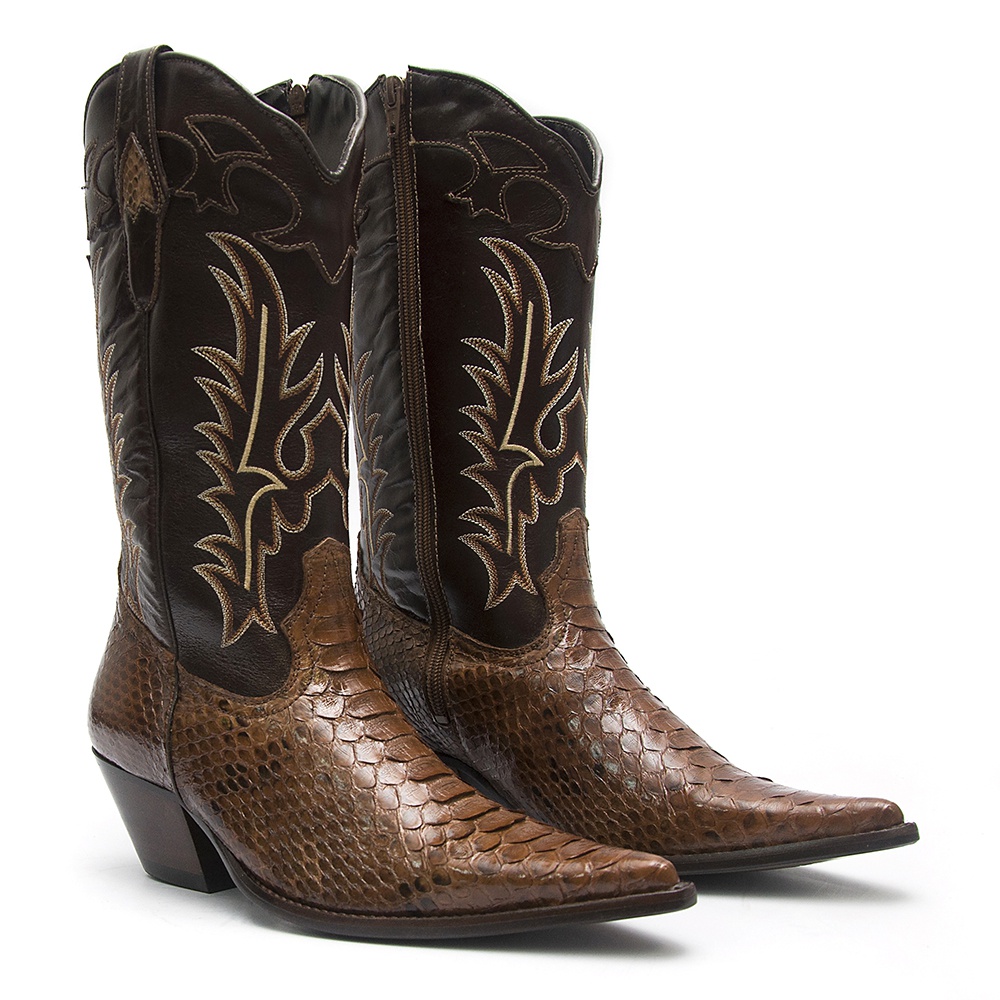 bota couro de piton feminina