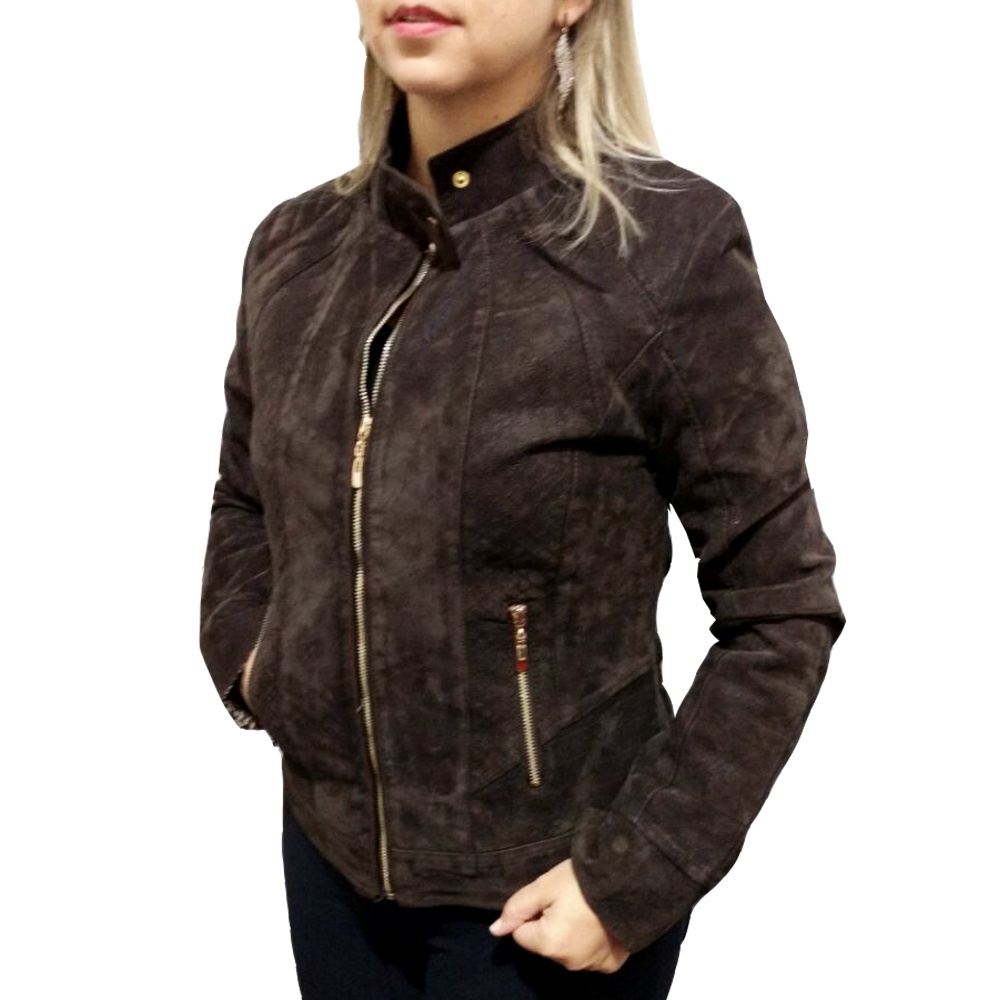 jaqueta de couro marrom feminina
