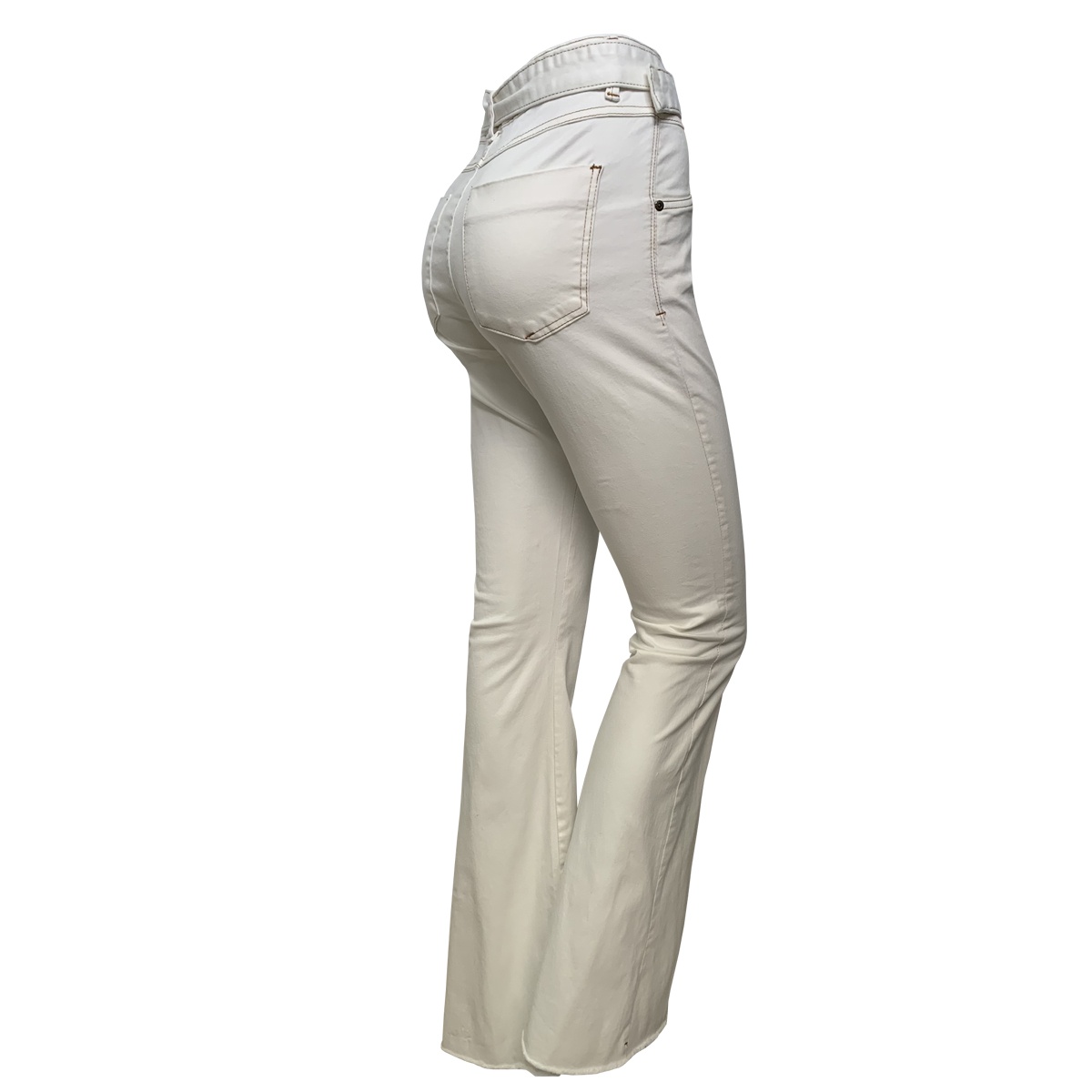 calça branca feminina cintura alta flare