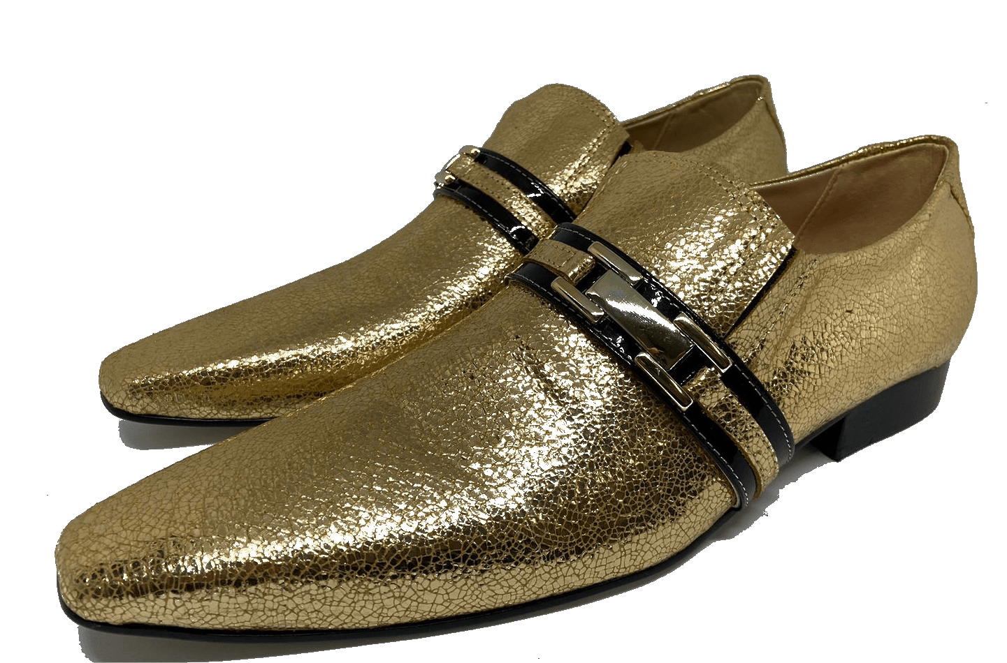 Sapato Masculino Italiano em Couro Flowers Dourado 3D Ref: 1302