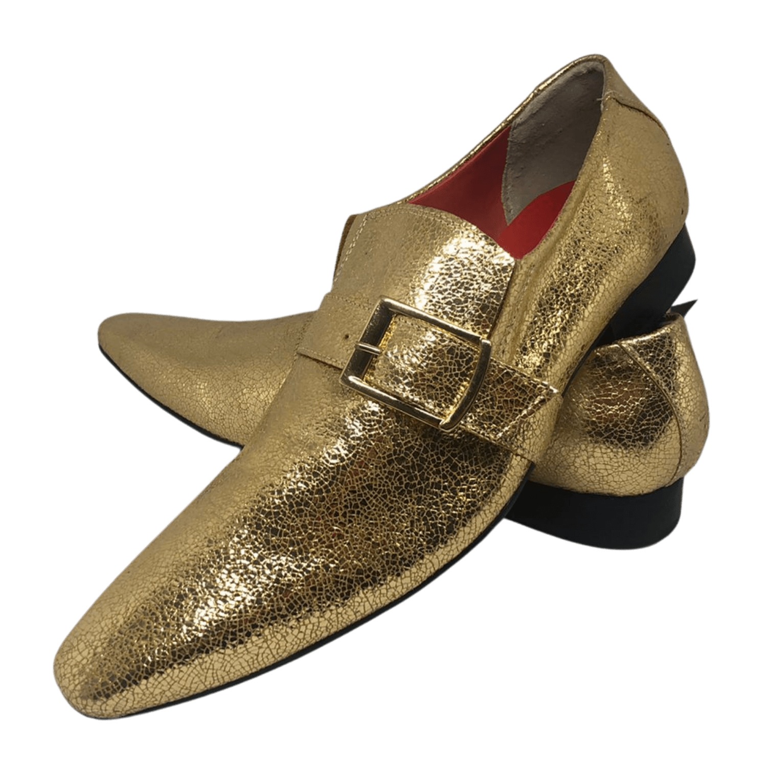 Sapato Masculino Italiano em Couro Flowers Dourado 3D Ref: 1302