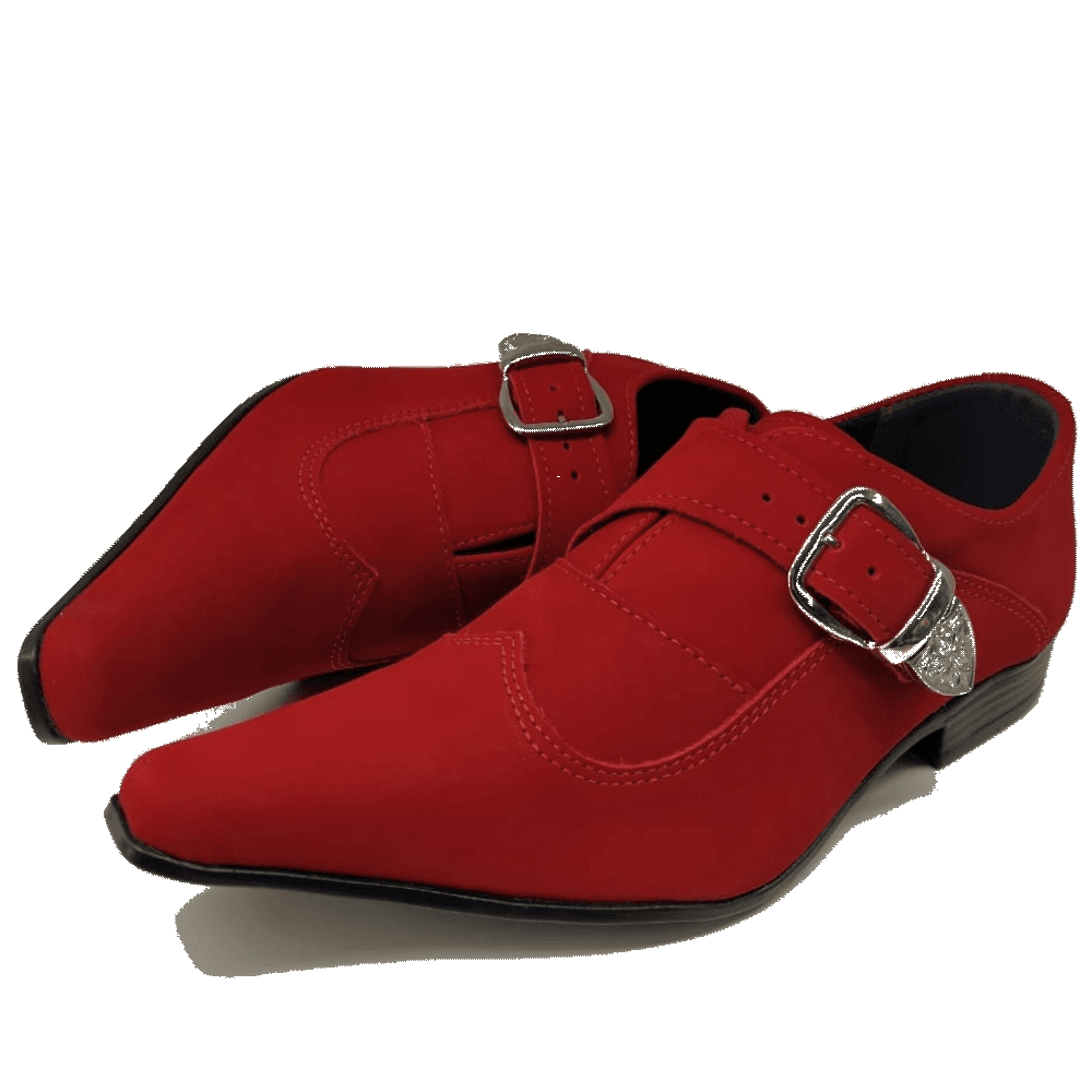 Sapato Social SPK26 Veludo Strass - Mocassim Vintage Vermelho 40
