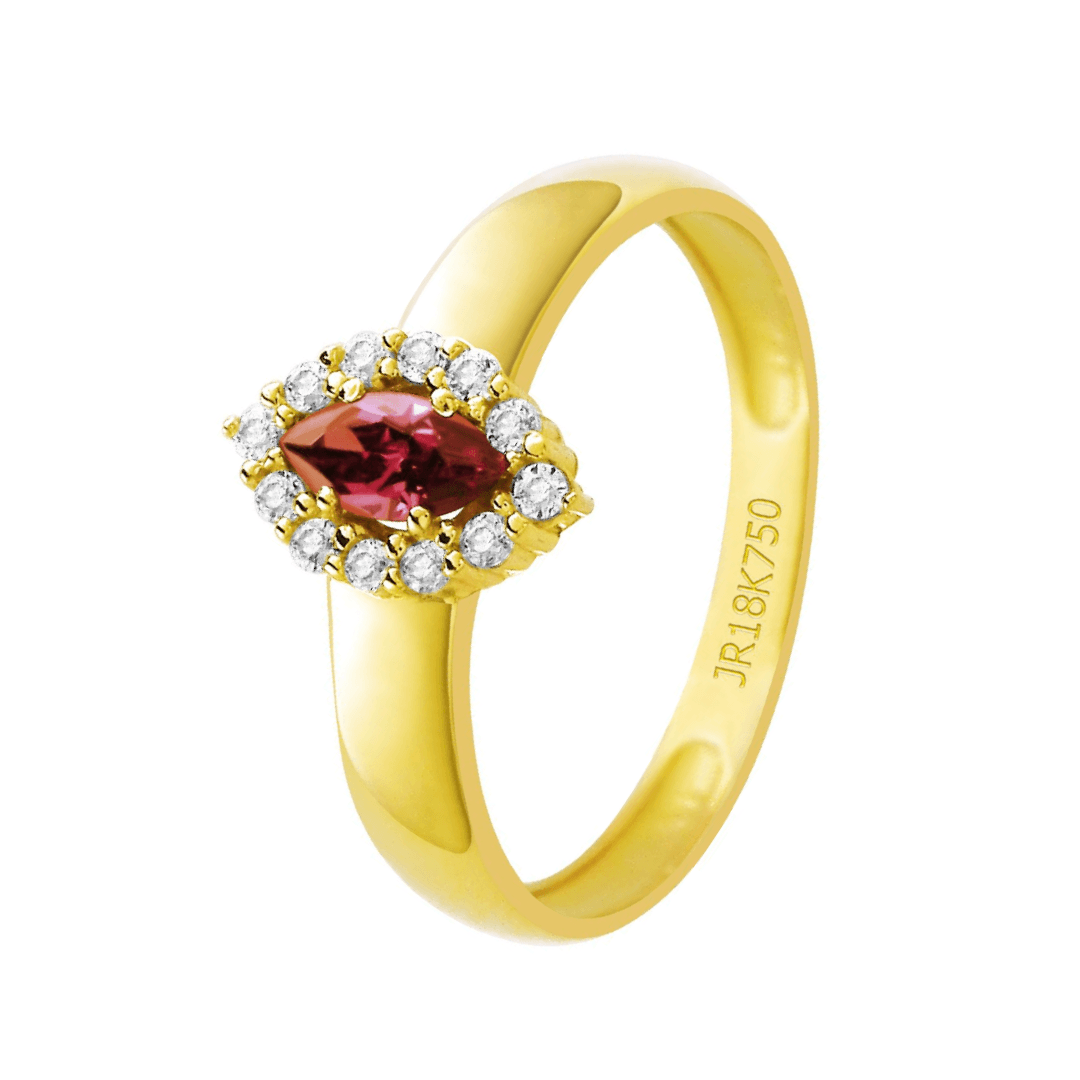 Anel de Formatura em Ouro 18K - Pedra Vermelha | Authentika
