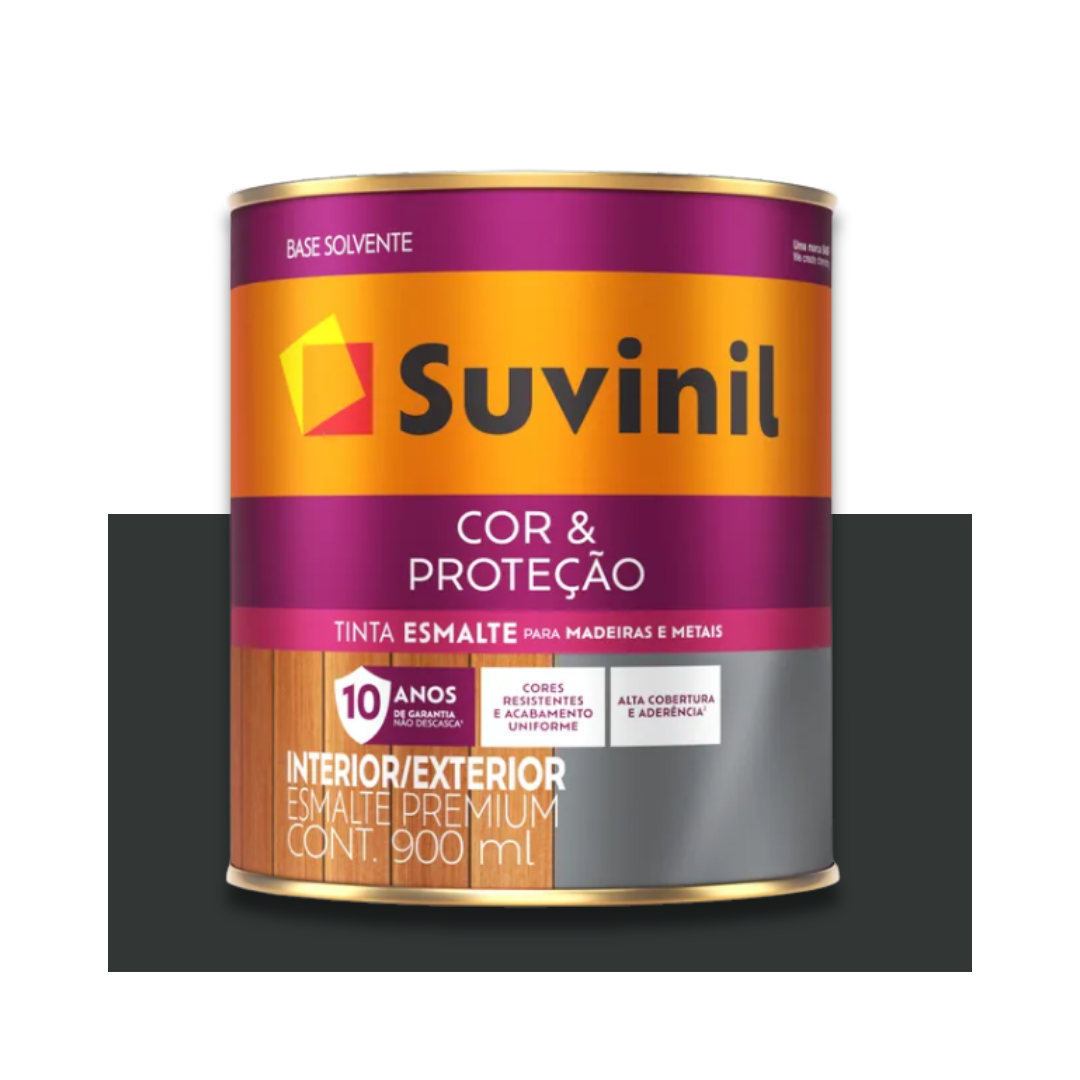 SUVINIL ESMALTE COR E PROTEÇÃO FOSCO PRETO 900ML | Baratão das Tintas