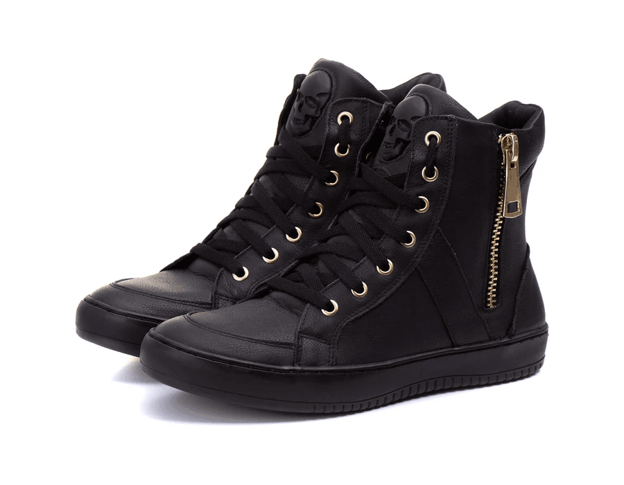 Tenis dourado cano alto shop