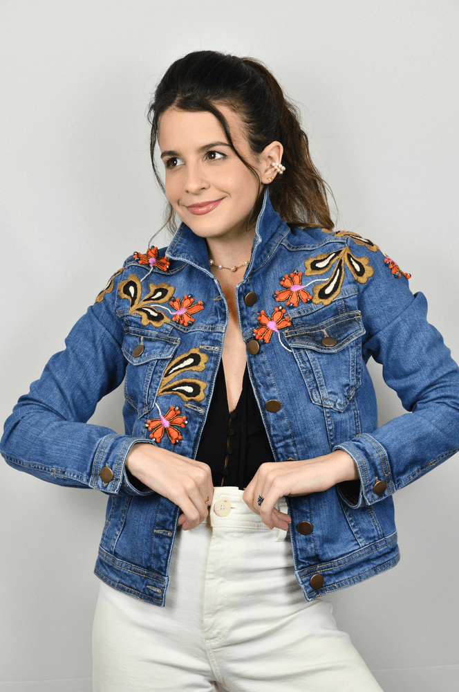 Luzia Fazzolli Jaqueta Jeans Bordada Sale Jaqueta Jeans Com