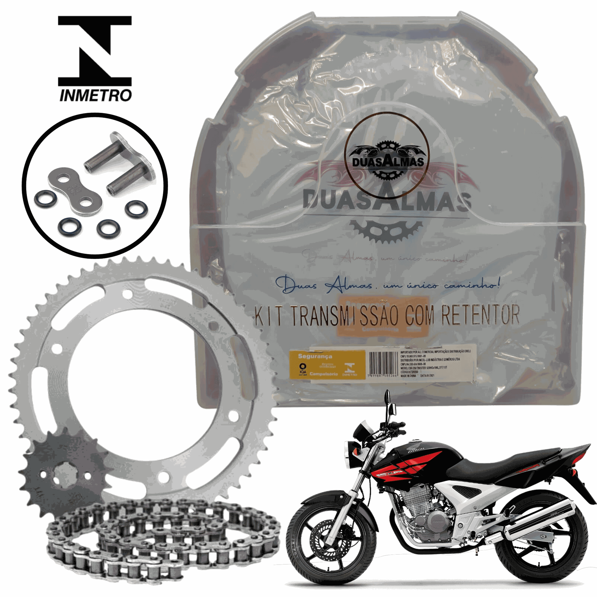 Kit Relação Transmissão Honda Cbx 250 Twister 2001 até 2008 Aço