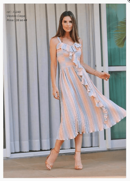 Vestido Crepe Plissado Degrad Emporio Luquetti