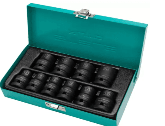 Jogo de Soquete Sextavado Impacto Encaixe 1/2 Com 10 PCS MTX Stels