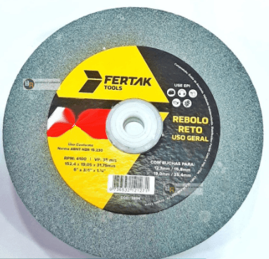 Rebolo Reto 6`` X 3/4`` X 1 1/4`` A24 C/Buchas 12,7/15,8/19/25,4mm ...