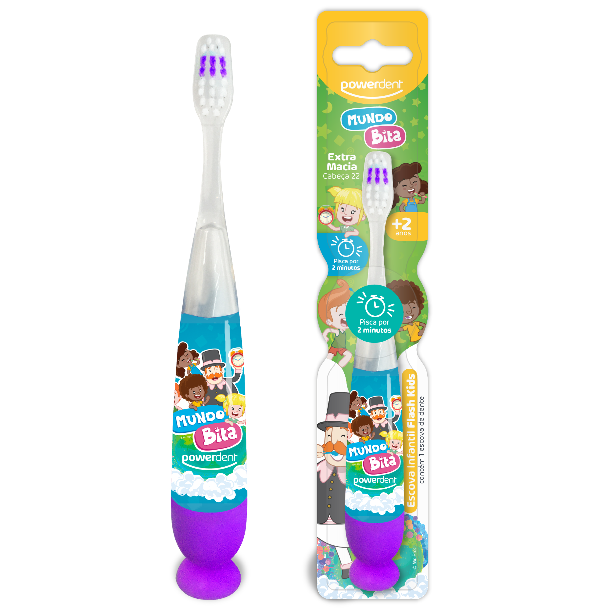ESCOVA DE DENTE INFANTIL FLASH MUNDO BITA | PowerDent Profissional