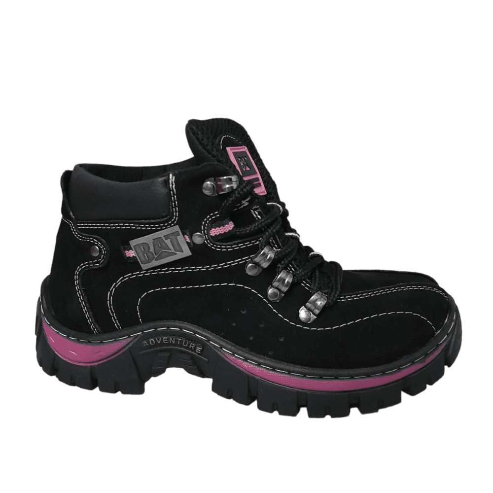 Coturno adventure feminino tênis cano alto preto com rosa shop