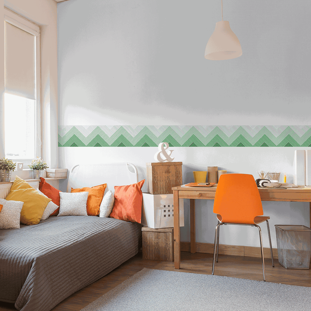Faixa de Parede - Linhas Verdes | Inter Adesivos Decorativos
