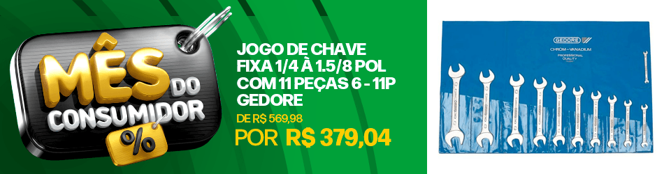 Jogo de Chave Fixa 1/4 à 1.5/8 Pol com 11 peças 6 - 11P Gedore