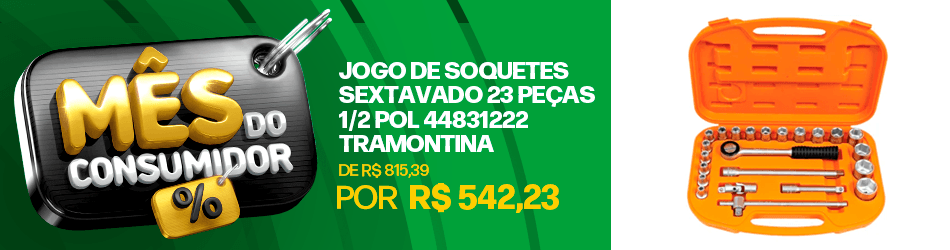 Jogo de Soquetes Sextavado 23 Peças 1/2 Pol 44831222 Tramontina