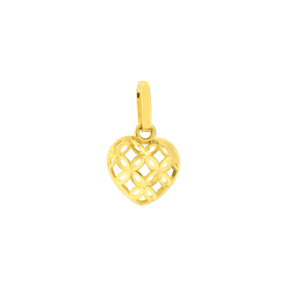 Pingente feminino em ouro 18k-750 coração polido com 9 diamantes