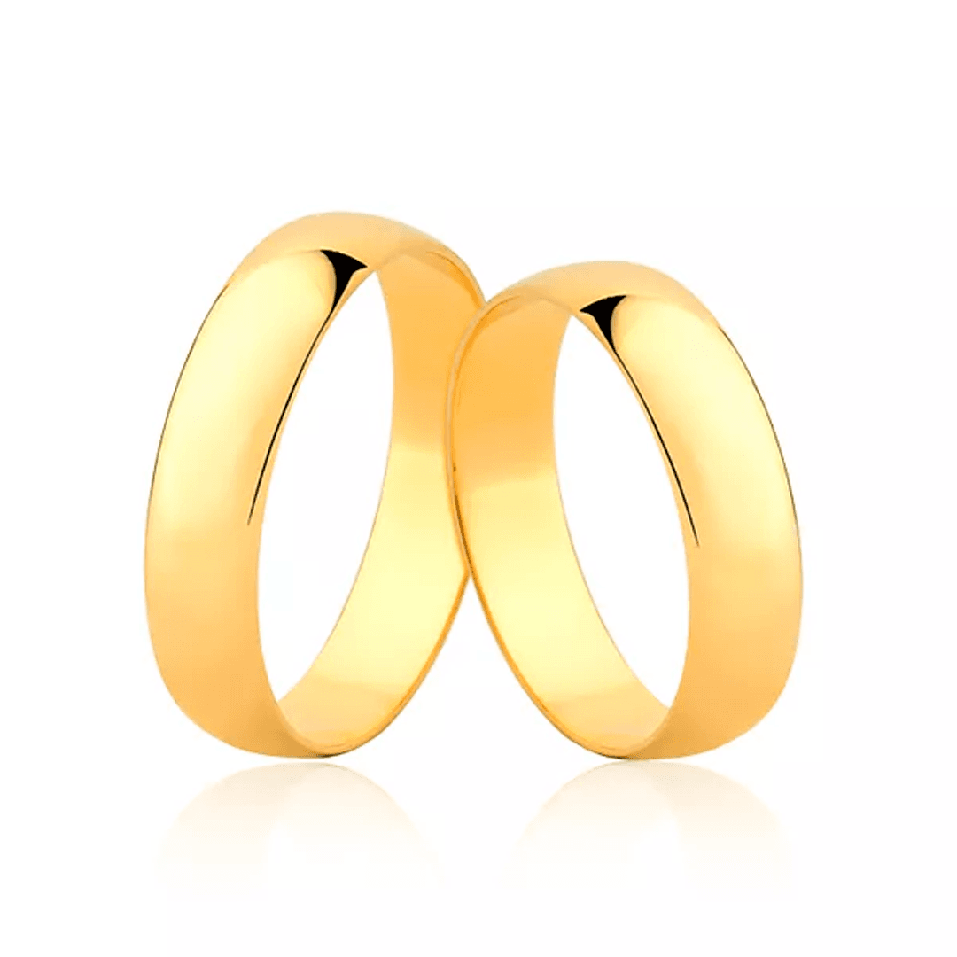 Par de Alianças em Ouro 18K - Modelo Tradicional 3,5mm | Ouro Vale Joias