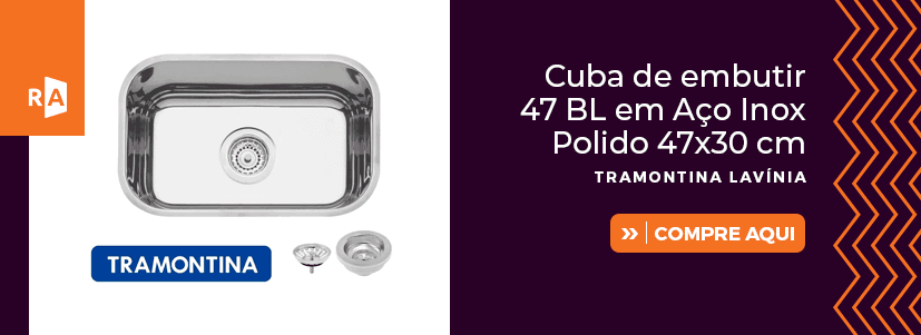 Cuba de embutir Tramontina Lavínia 47 BL em Aço Inox Polido 47x30 cm