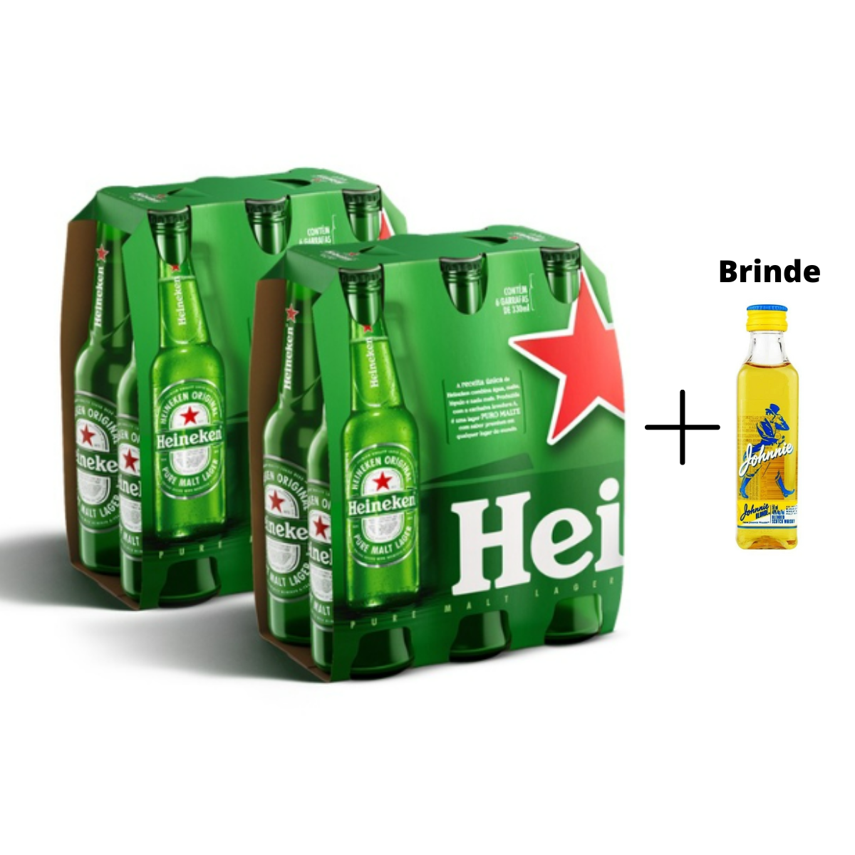 Cerveja Heineken Long Neck 330ml 12 Unidades + Mini Whisky Johnnie ...