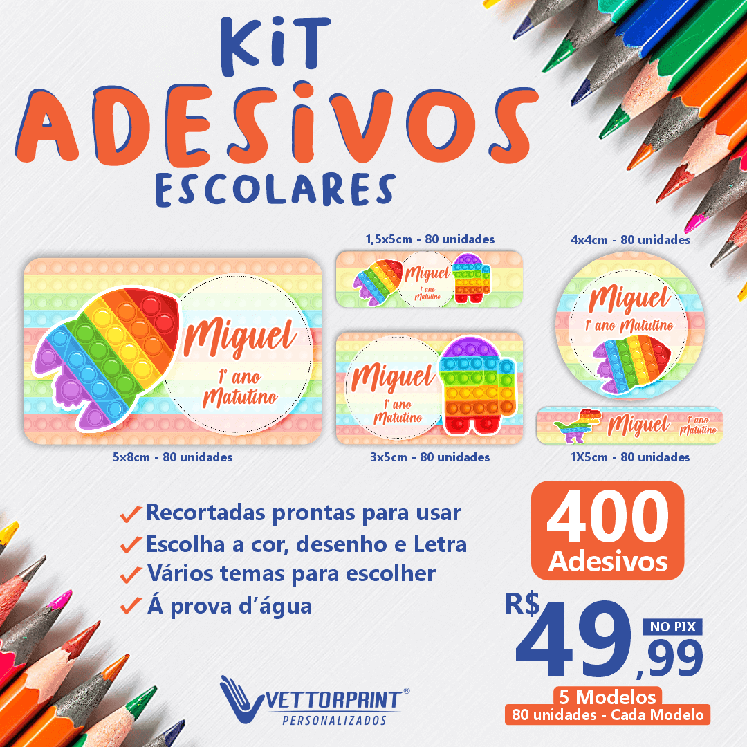 Kit Adesivos Escolares | VettorPrint