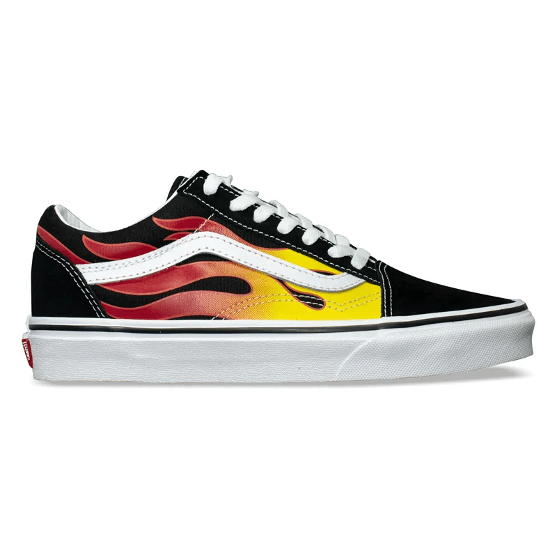 vans flame black white