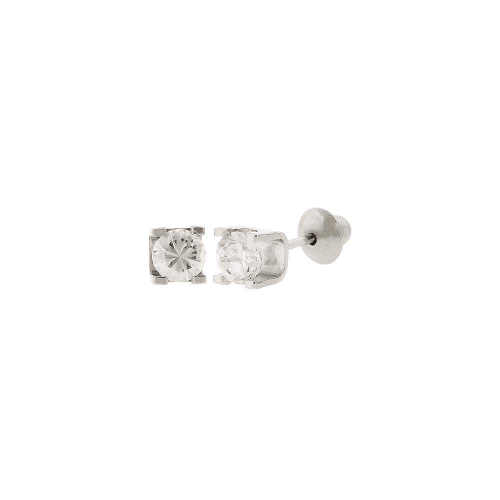 Brinco Ouro Branco 18k Cartier De Zirconia 3 5mm Micheletti Joias
