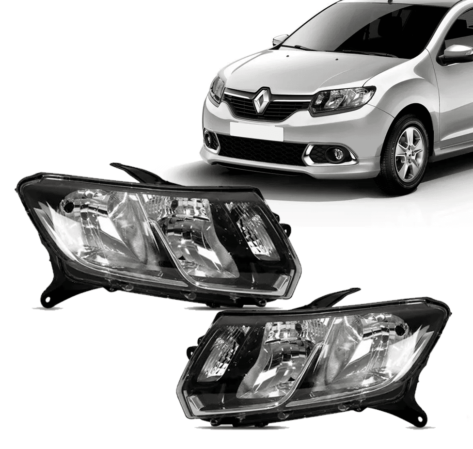 Farol Renault Logan e Sandero 2015 Á 2019 Máscara Cromada - Importado ...