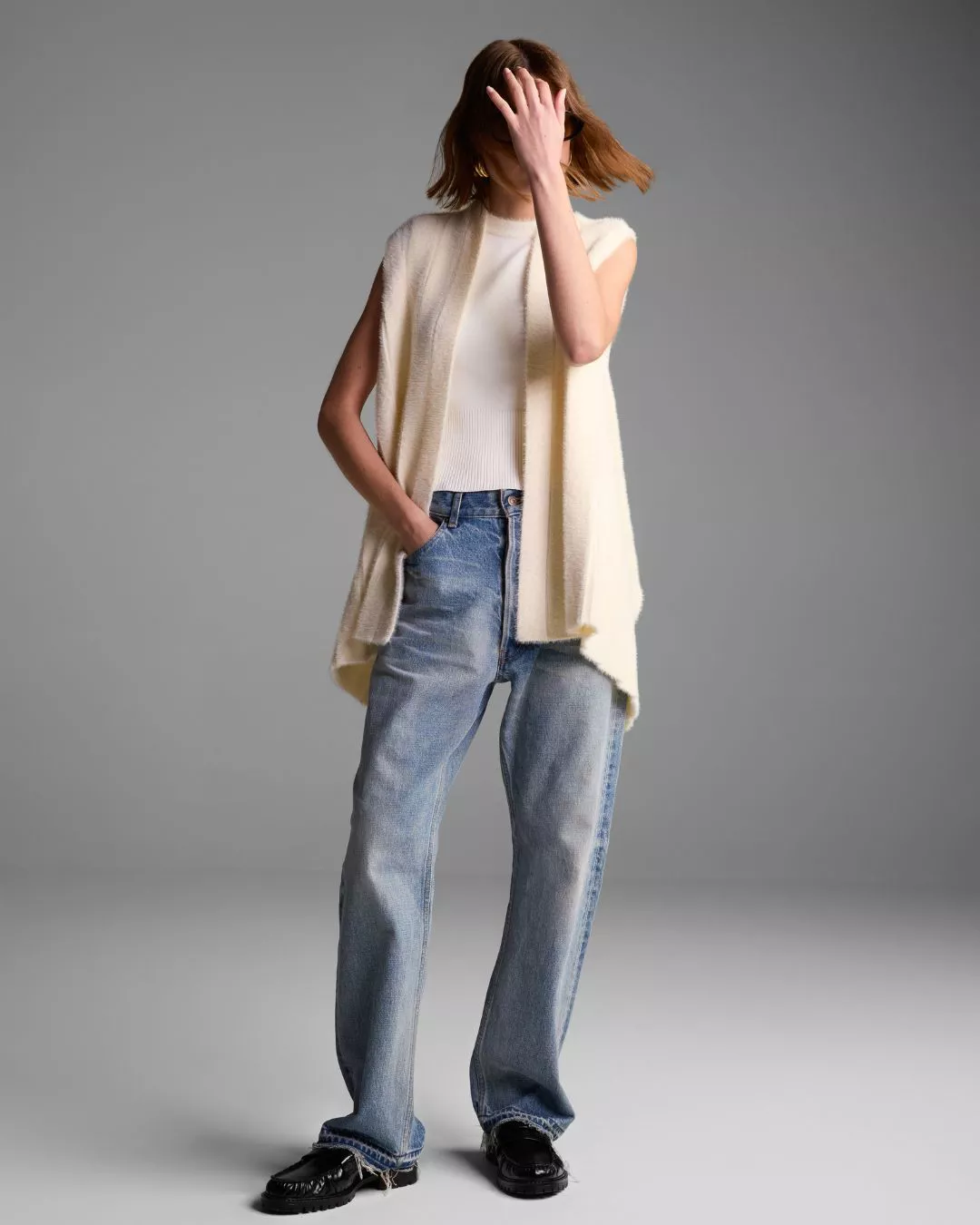 Colete Alongado Elis Off White - Maria Pavan