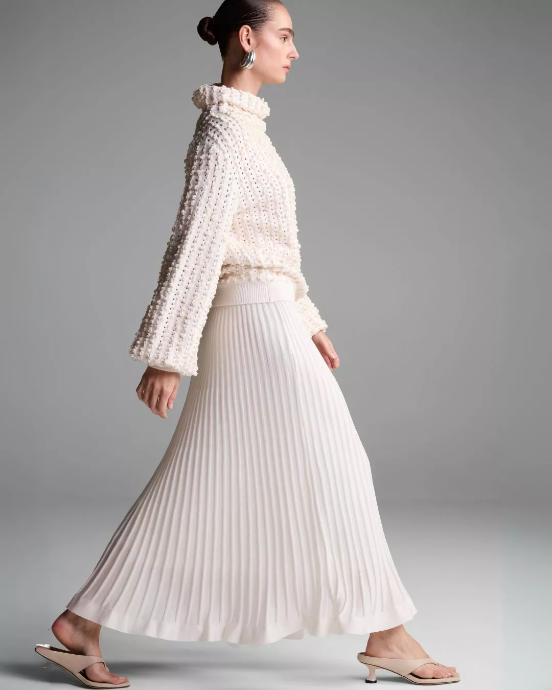 Saia Plissada Gilded Off White - Maria Pavan
