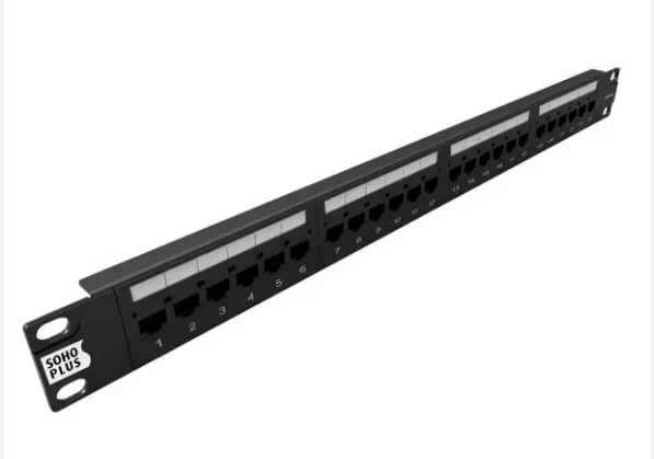 PATCH PANEL SOHO PLUS CAT 6 24 PORTAS COM GUIA | Acretec Distribuidora