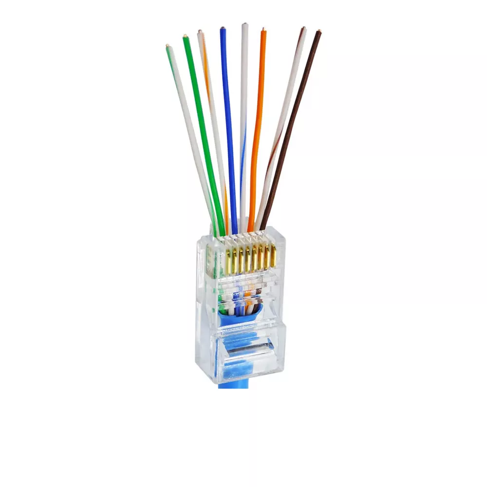CONECTOR PLUG RJ45 DE PASSAGEM INTERNET SWTEC | Acretec Distribuidora