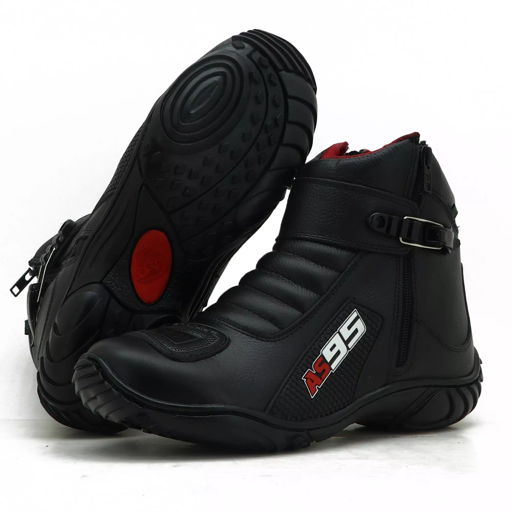 Bota Motociclista Preta Em Couro Legítimo AS95 Lançamento Atron Shoes ...