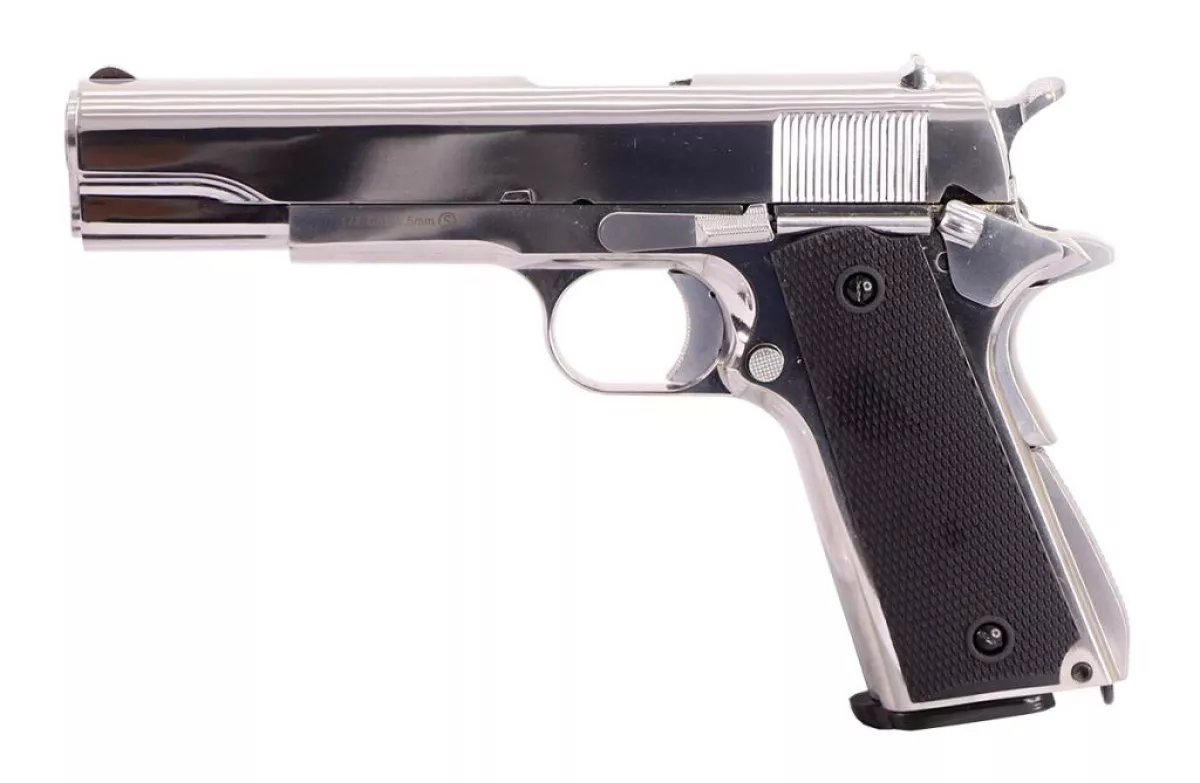 Pistola Airgun Krown Land SRC CO2 4.5mm KL-1911 Silver – Full