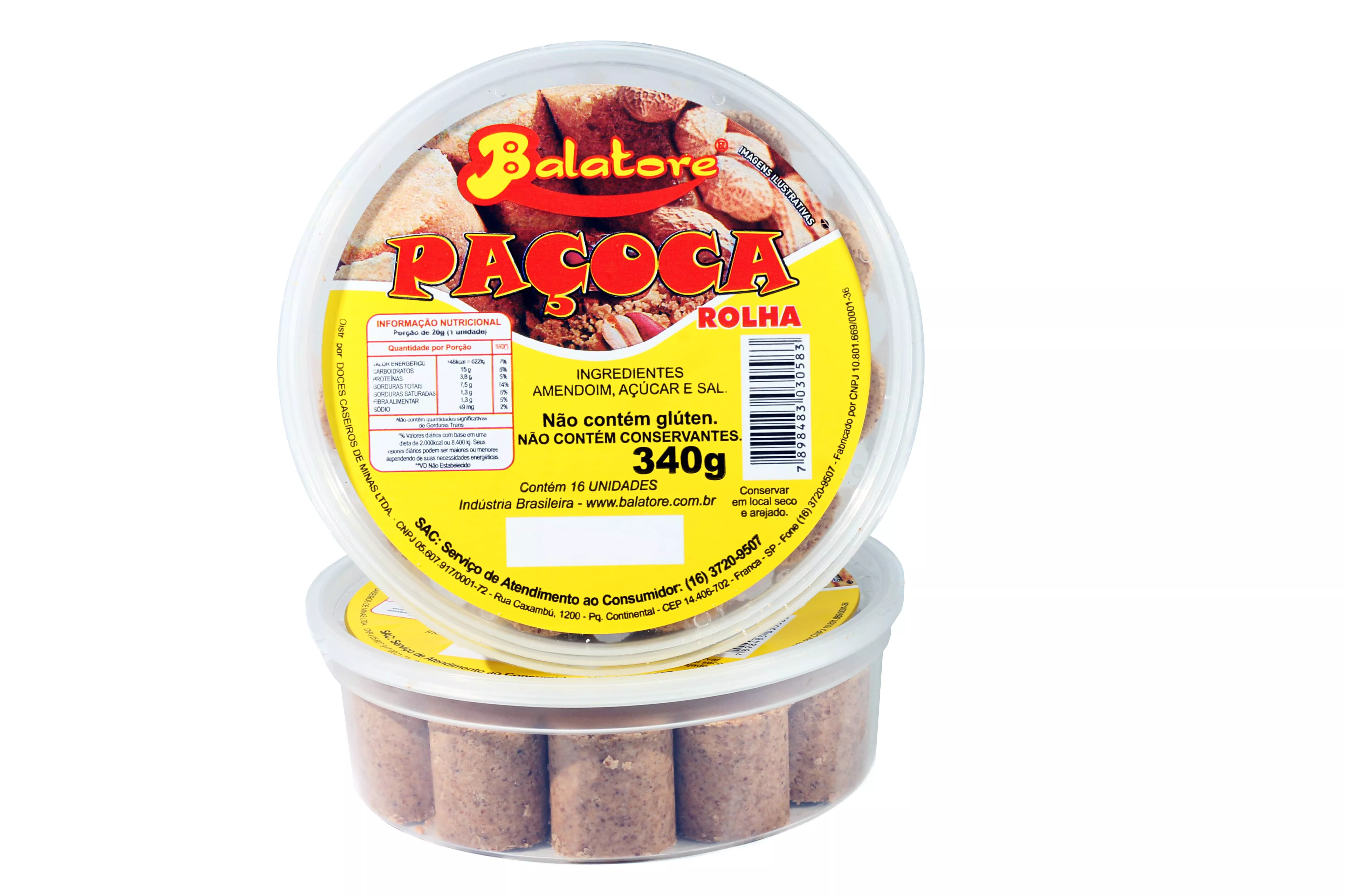 Paçoca Tipo Rolha 340g | BALATORE DOCES E APERITIVOS