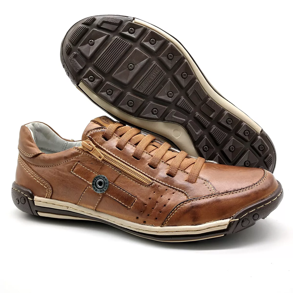 Sapatos Casual Ziper e Elastico Palmilha Ortopédica 148/01