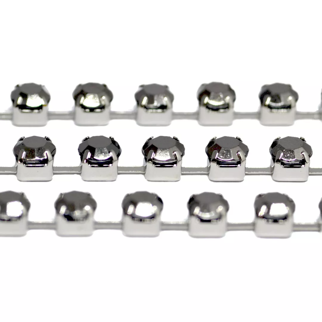 Corrente SS29 - Pedra Hematite Grafite, Banho Níquel | BM Strass