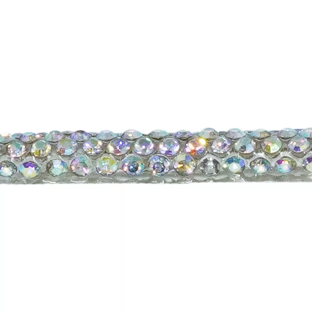 Cordão de Strass Bee Meia cana ss3,5 - Aurora Boreal - Base em Silicone ...