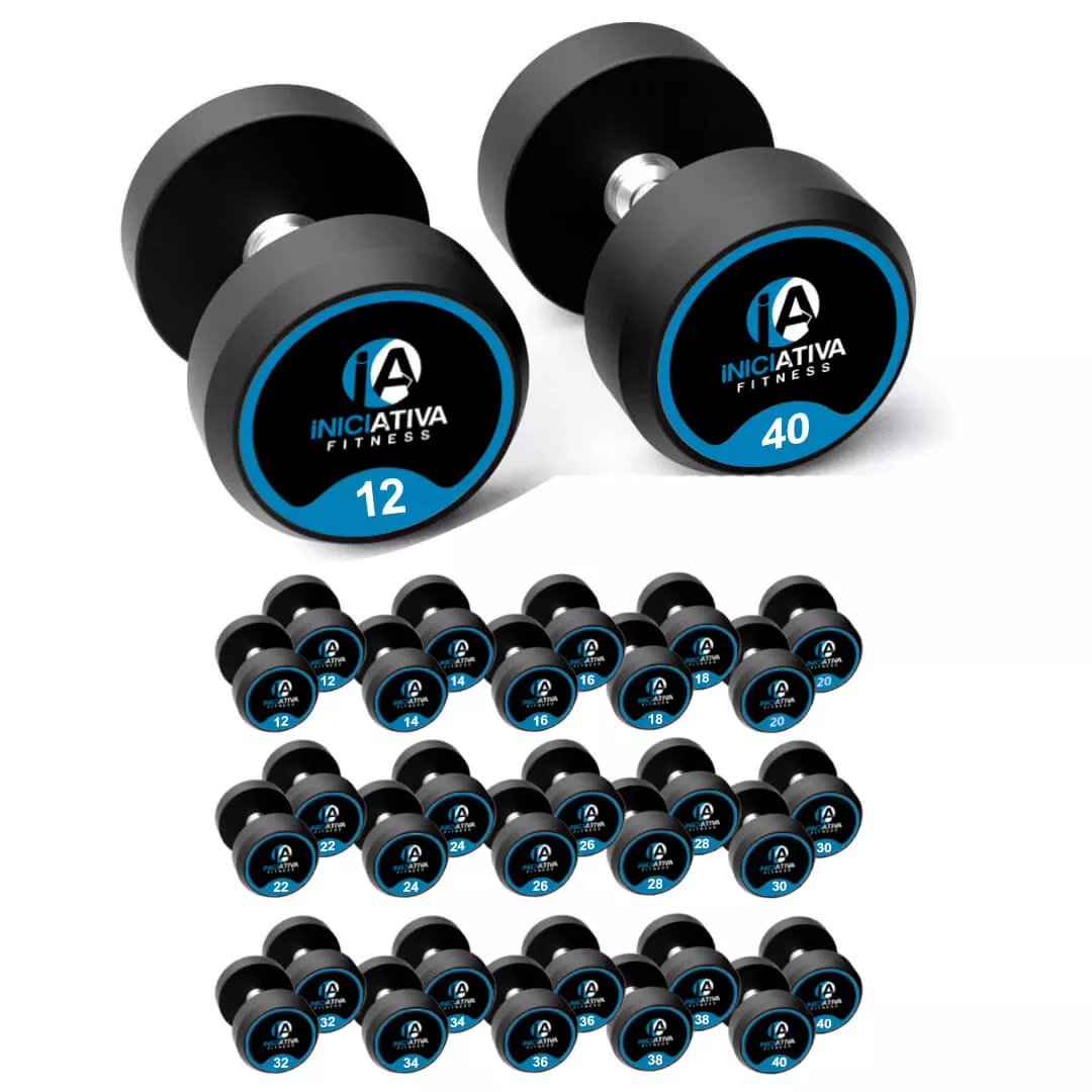 KIT DUMBBELL 12 A 40KG TOPCOLOR VULCANIZADO MONOBLOCO PAR